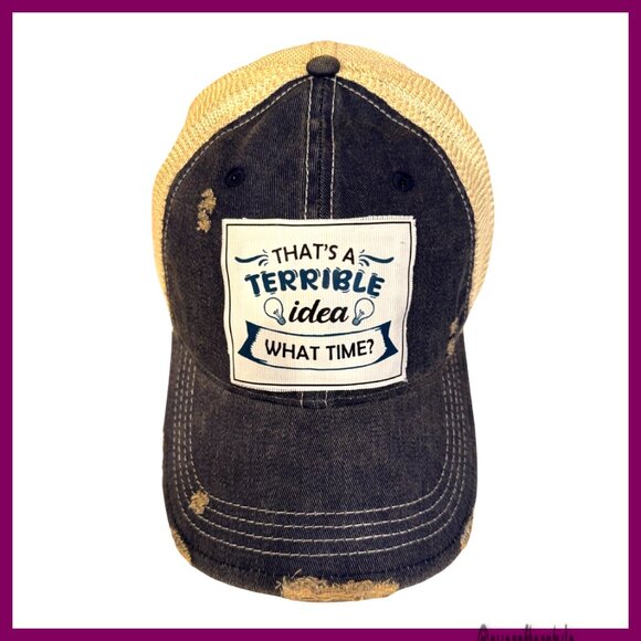 Unisex Distressed Trucker Hat Adjustable Snapback Funny Humor Cap
